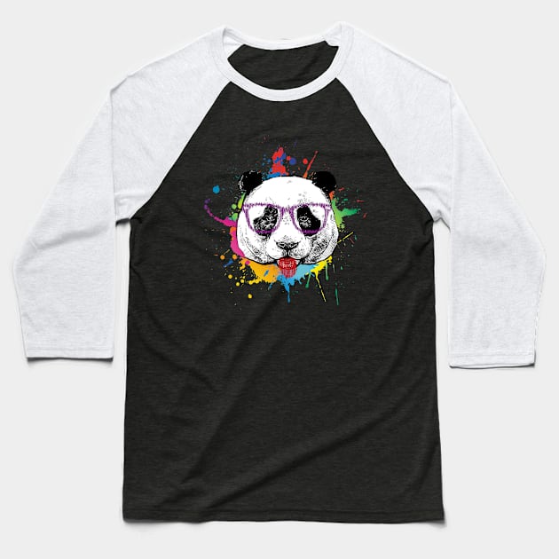 Panda hipster Baseball T-Shirt by Hmus